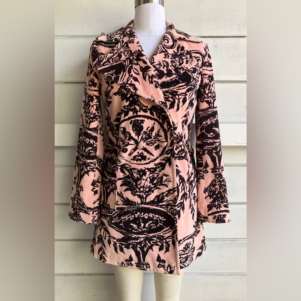 Anthropologie label Odille- Peach/Brown Velvet Coat.